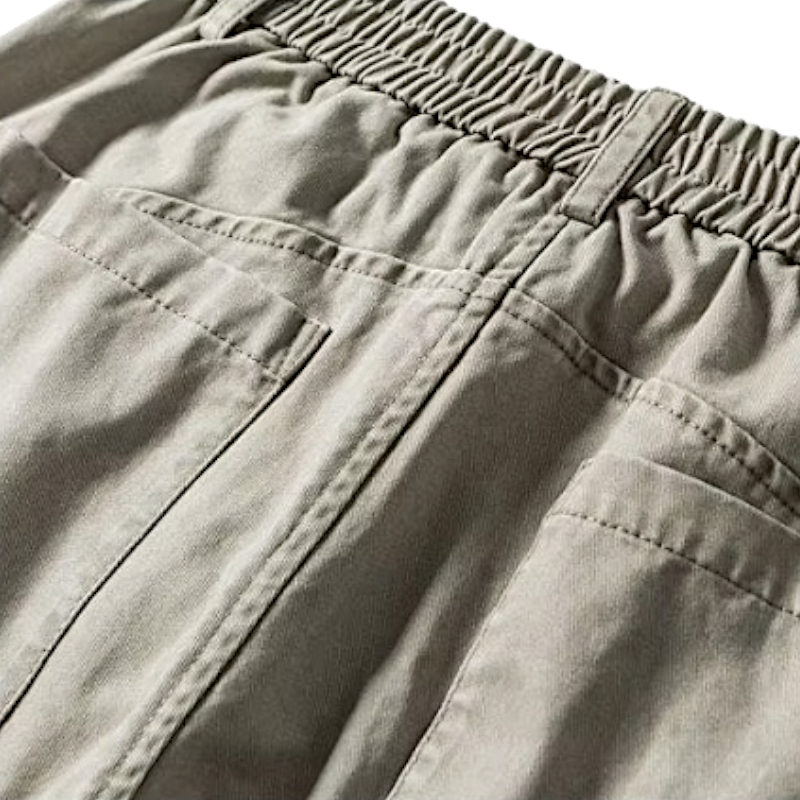 Cotton twill pants with curve seams