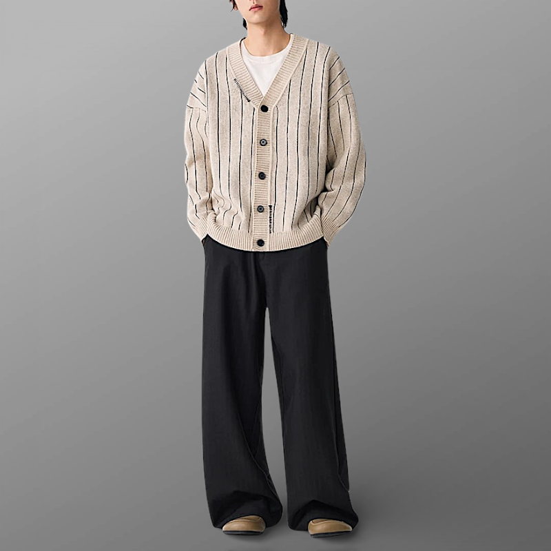 Pinstripe pleated pants