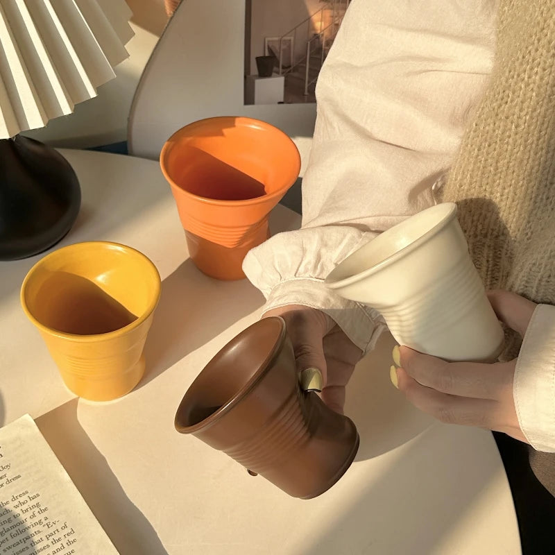 1PC  Dopamine Colored Coffee Cup High Aesthetic Ceramic Coffee Cup Home Office Water Cup