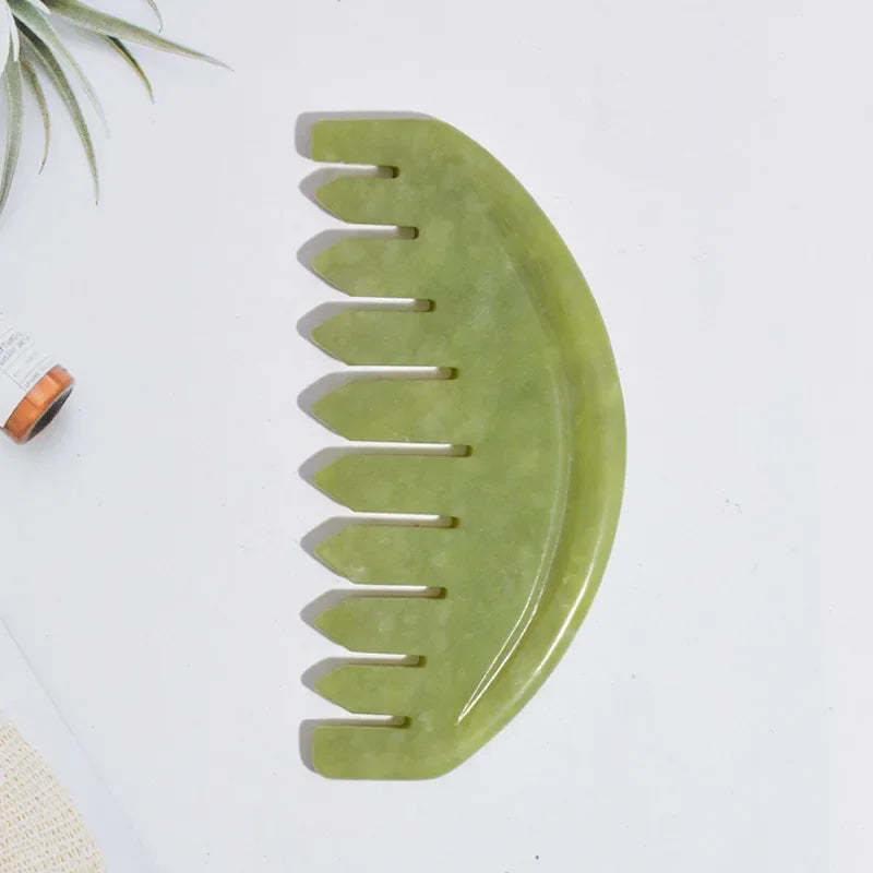 Jade Massage Comb Head Massager Hair Brush Gua Sha Board Stone Body Massage Brush Scalp Massager Meridian Comb Head Beauty Tool