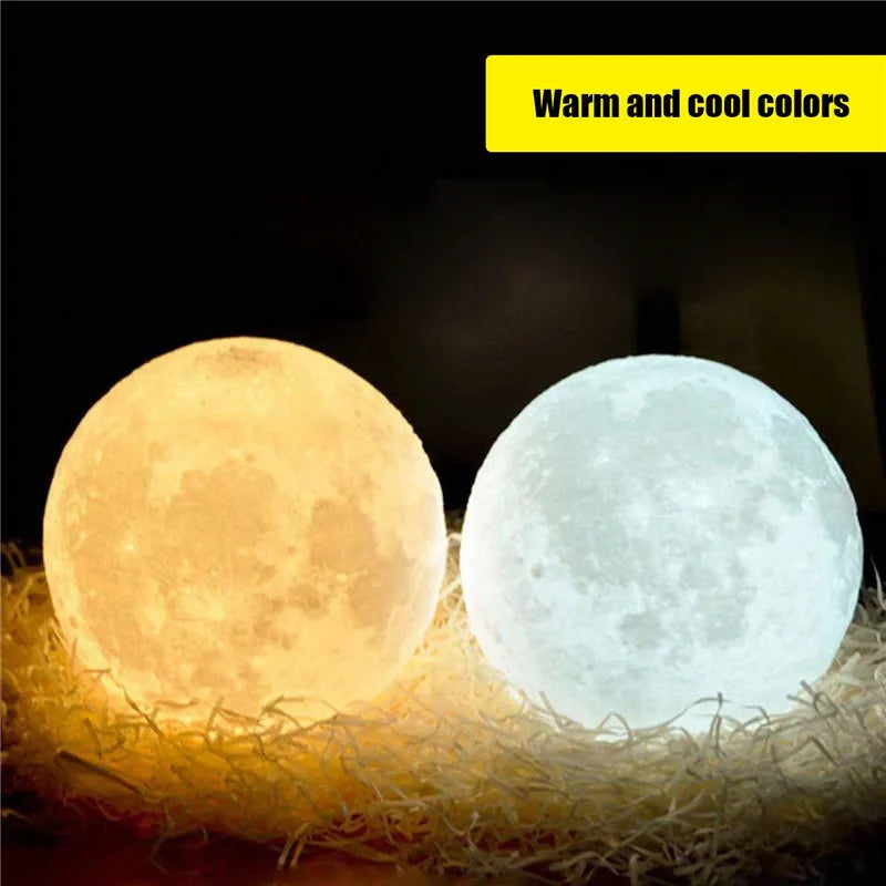 LED Night Light 3D Print Moon Lamp Rechargeable Color Change 3D Light Touch Moon Lamp Children's Lights Night Lamps Dropshipping