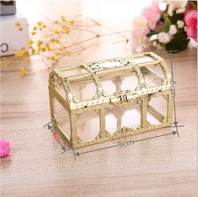 Vintage Transparent Pirate Treasure Storage Box Candy Trinket for Jewelry Crystal Gem Trinket Box Holder Organizer Earrings Ear