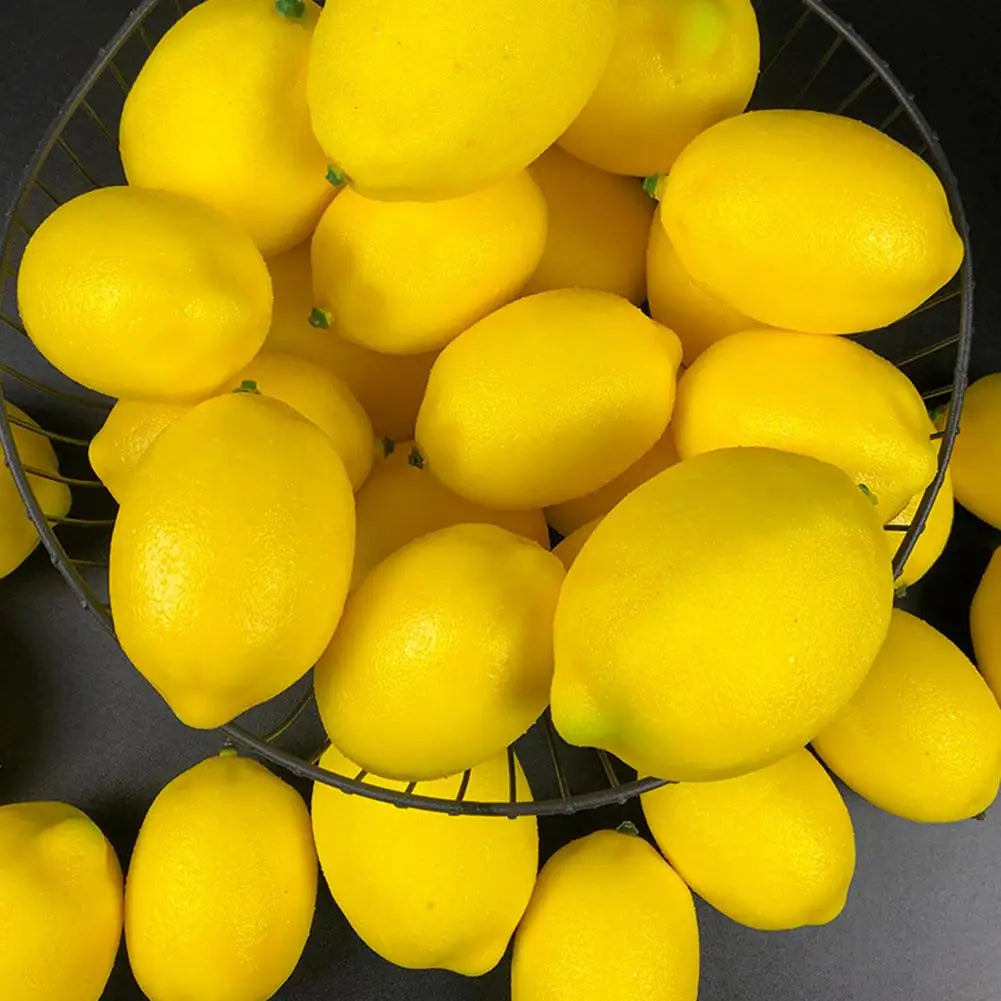 &12pcs Artificial Fake Lemons Realistic Faux Fruits Photography Props For Home Kitchen Table Decoration Decorative Fruits