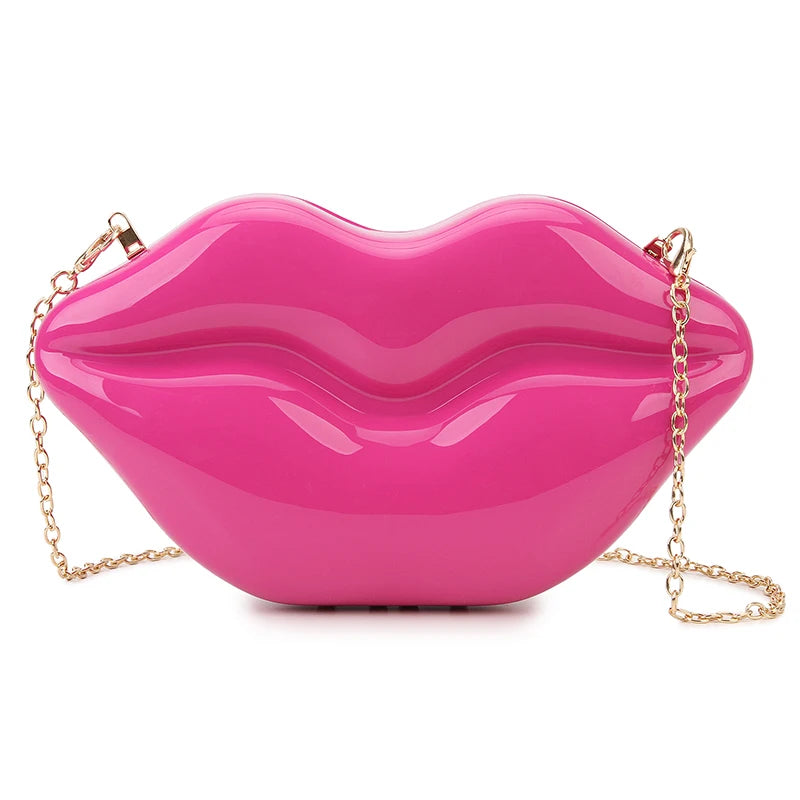 Sexy Red Lips Design Women Party Clutch  Evening Bag  Dazzling Female Chain Bag Crossbody Bag Purses and Handbags Pouch Fashion