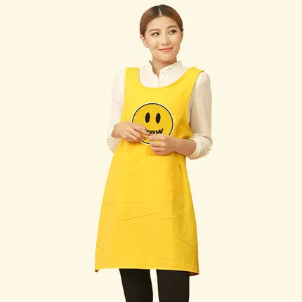 &Cute Funny Japanese-style Apron Work Clothes Home Kitchen Cooking Breathable Cotton Waist Pinafore Women Apron