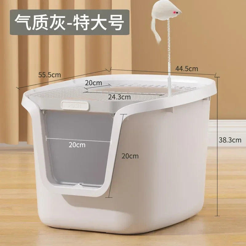 High Value Cat Litter Box Super Large Space Cat Toilet Lift Cover Clean Cats' Sandbox Multi-directional Access Litter Cat Box