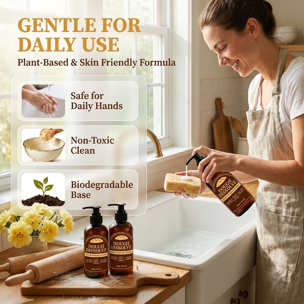 The Kneaded Solution For Sticky Situations, 2026 Upgraded Dough Dissolve Soap for Sourdough, Amylase & Protease Enzyme Cleaner for Bannetons, Proofing Baskets & Bread Tools, Helps Dissolve Flour & Starch Residue