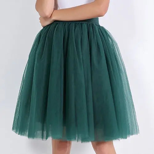 Quality 5 Layers Fashion Tulle Skirt Pleated Skirts Womens Lolita Petticoat Bridesmaids Midi Skirt