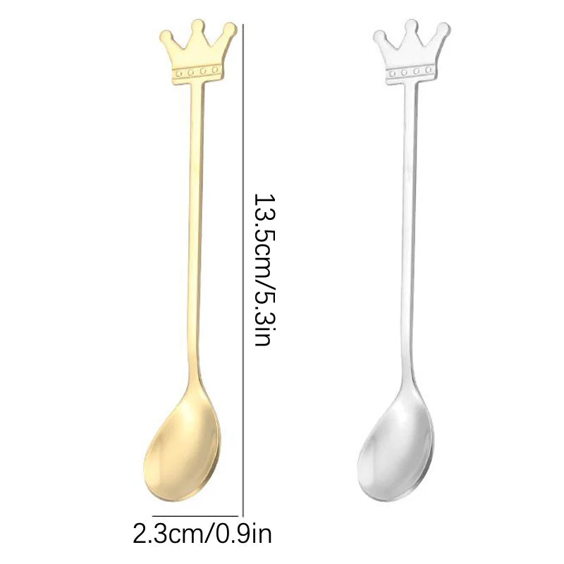 Stainless Steel Crown Spoon Dessert Spoon Bird Nest Spoon Stirring Spoon Creative Souvenir Spoon Coffee Spoon Ice Cream Spoon
