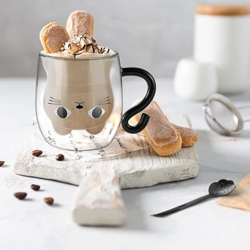 Cat Tail Coffee Mug Teacup Water Cup Milk Tea Cup Household Breakfast Milk Gift Cup for Cat Enthusiast Valentine's Day Christmas