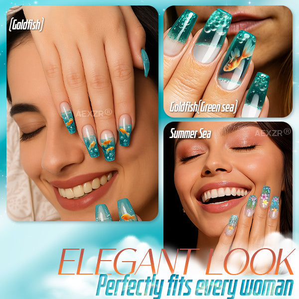 Aexzr® 3D Oceanic Glam Press-on Nail Set (24pcs)