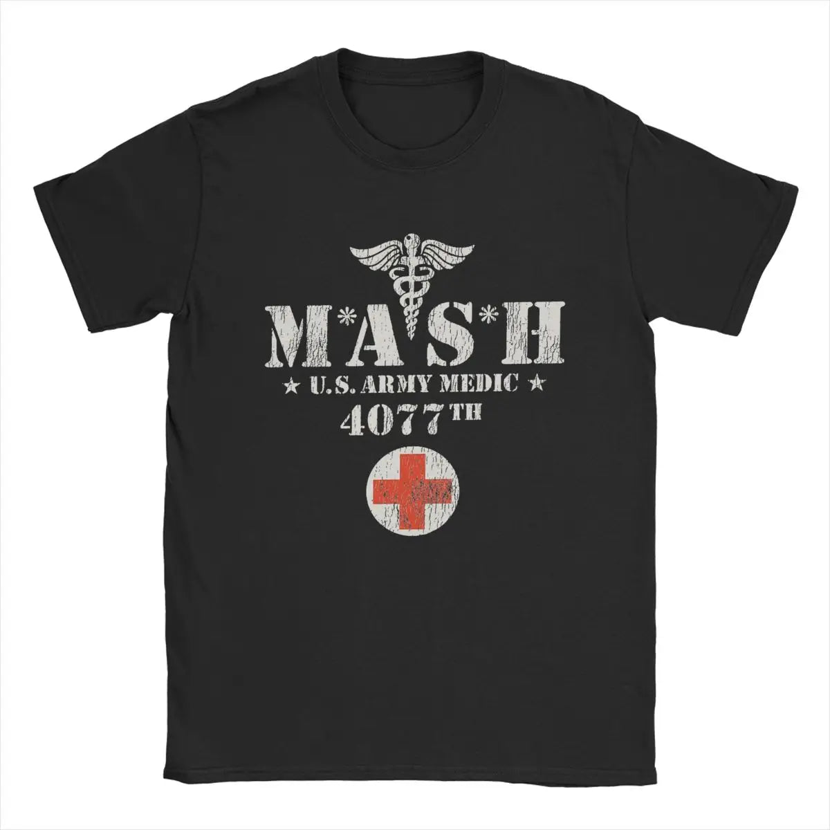 Novelty Mash 4077 TV Show T-Shirts Men Round Neck Pure Cotton T Shirt Short Sleeve Tee Shirt Gift Idea Clothing