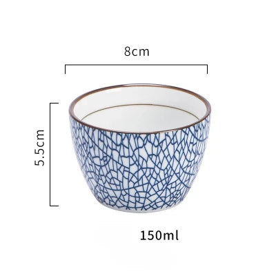 Japanese Classical Ceramic Bowls Tableware Kitchen Soup Noodle Rice Bowl Big Ramen Bowl  Spoon and Teacup