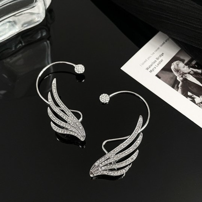 Pair of swan wing ear cuffs