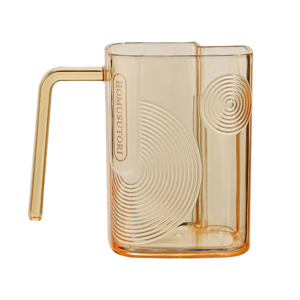 Luxury Gargle Cup with Toothbrush Slot,large Capacity Square Transparent Cup