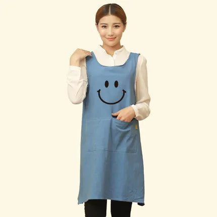 &Cute Funny Japanese-style Apron Work Clothes Home Kitchen Cooking Breathable Cotton Waist Pinafore Women Apron