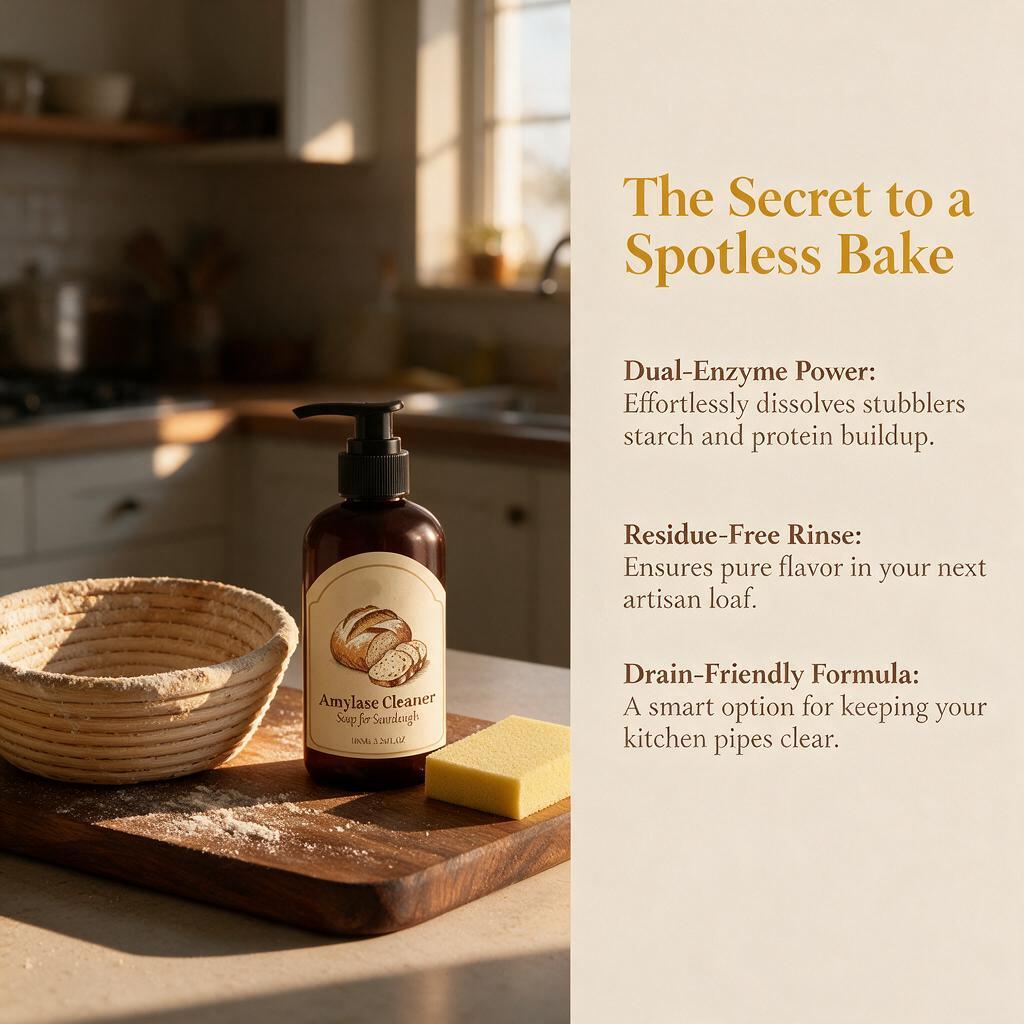The Kneaded Solution For Sticky Situations, 2026 Upgraded Dough Dissolve Soap for Sourdough, Amylase & Protease Enzyme Cleaner for Bannetons, Proofing Baskets & Bread Tools, Helps Dissolve Flour & Starch Residue