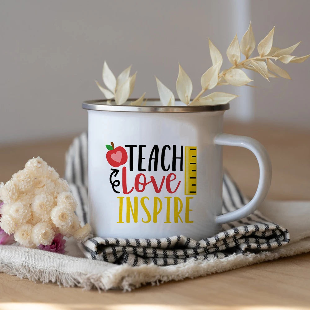 What's Your Superpower Teacher Coffee Tea Mug Cup Teacher Appreciation Gift Love Teach Inspire Teachers Enamel Mug