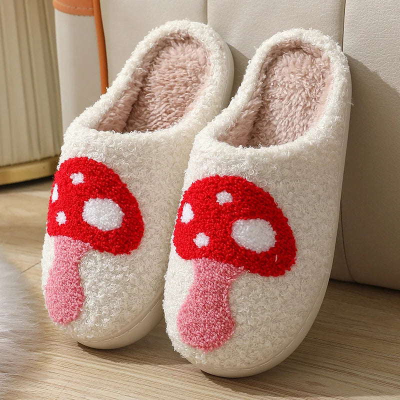 Women Indoor Slippers Soft Comfortable Embroidered Cashmere Slippers Cute Student Autumn Winter Bedroom Plush Slides