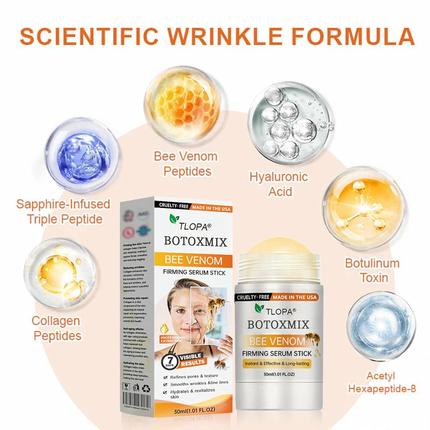 Botox Bee Venom Firming Stick, Advanced Firming Cream, Bee Venom Wrinkle Remover Cream, Bee Venom Firming Stick, Moisturizes and Nourishes Skin