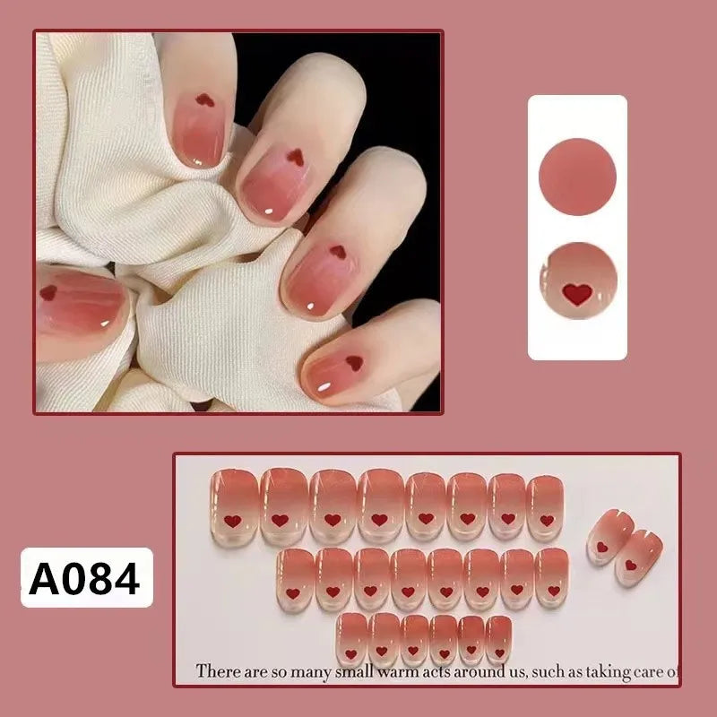 New Yearn Wine Red False Nails Self Adhesive Detachable Finished Fingernails Wearable Fake Nails for Nail Art Decoration