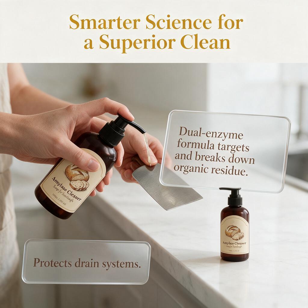 The Kneaded Solution For Sticky Situations, 2026 Upgraded Dough Dissolve Soap for Sourdough, Amylase & Protease Enzyme Cleaner for Bannetons, Proofing Baskets & Bread Tools, Helps Dissolve Flour & Starch Residue