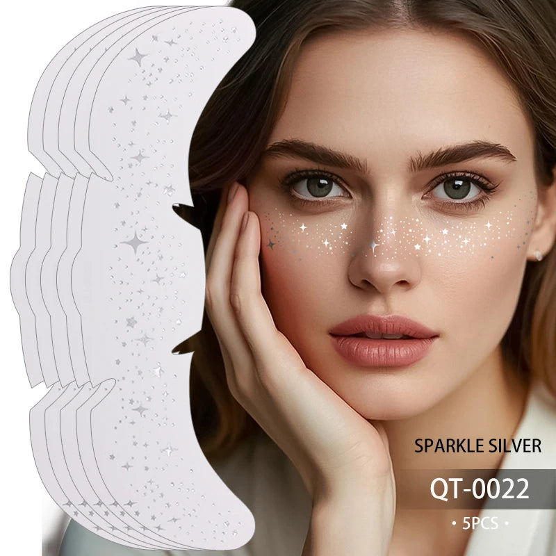 1/5pcs Glitter Skincare Freckles Face Tattoo Stickers Golden Silver Sparkle Freckle Speckle Makeup Patch For Women Face Makeup