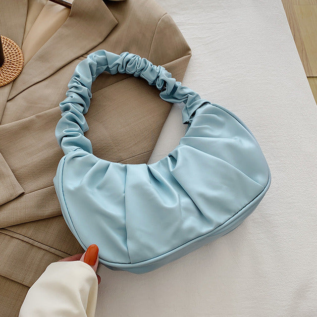 2022 Summer Pleated Handlebags For Women PU Cloud Bags Leisure Armpit Bag Shopping Shoulder Bags Dumpling Handbag Female
