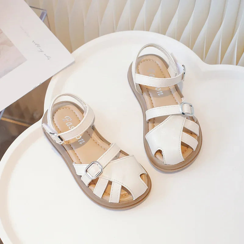 2024 Summer New Kids' Girls Hollow Sandals Casual Roman Shoes Bird's Nest Children's Soft Sole Beach Shoes Fashion Cool Sandals