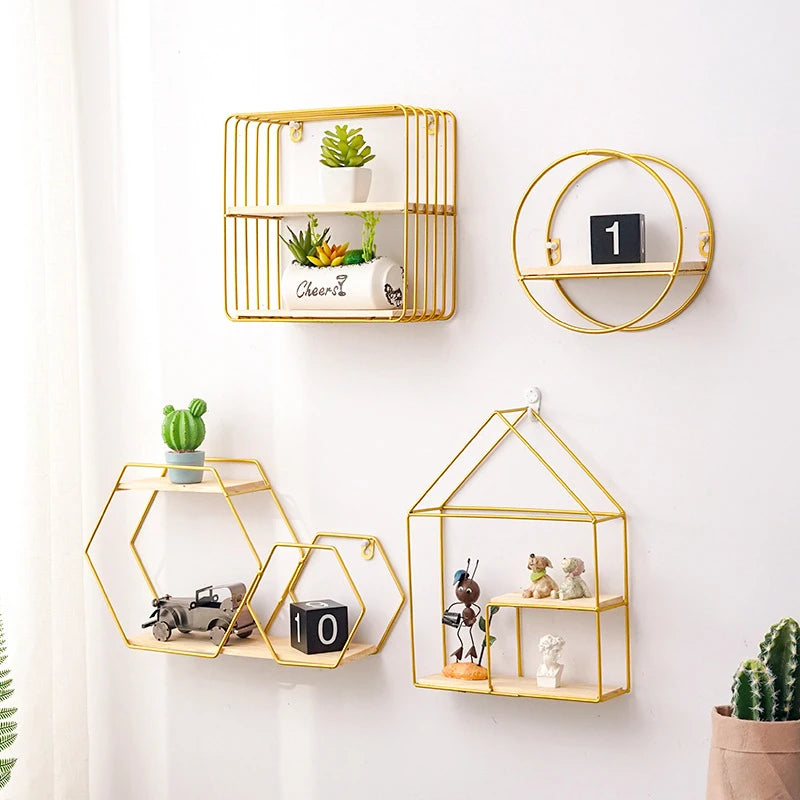 Decoration Metal Wall Storage Rack Kitchen Living Room Figurines Crafts Display Racks Home Decor Storage Rack