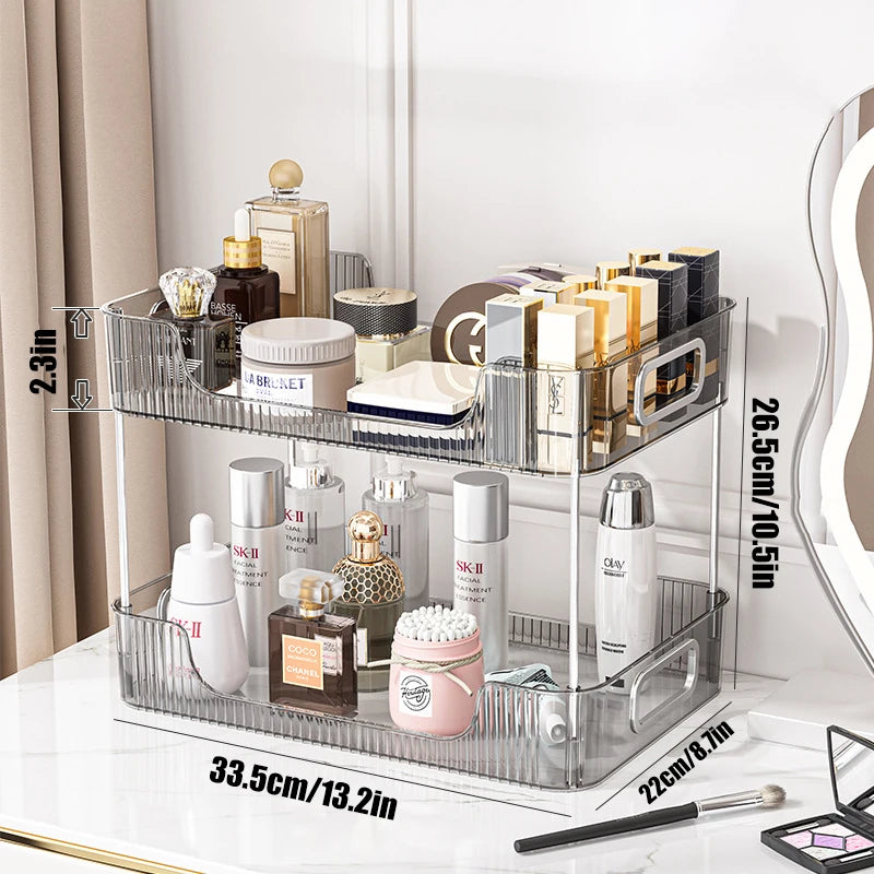 &Bathroom Organizer Shelf Acrylic Makeup Storage Rack Large Capacity Skincare Cosmetic Liptick Home Kitchen Desktop Holder