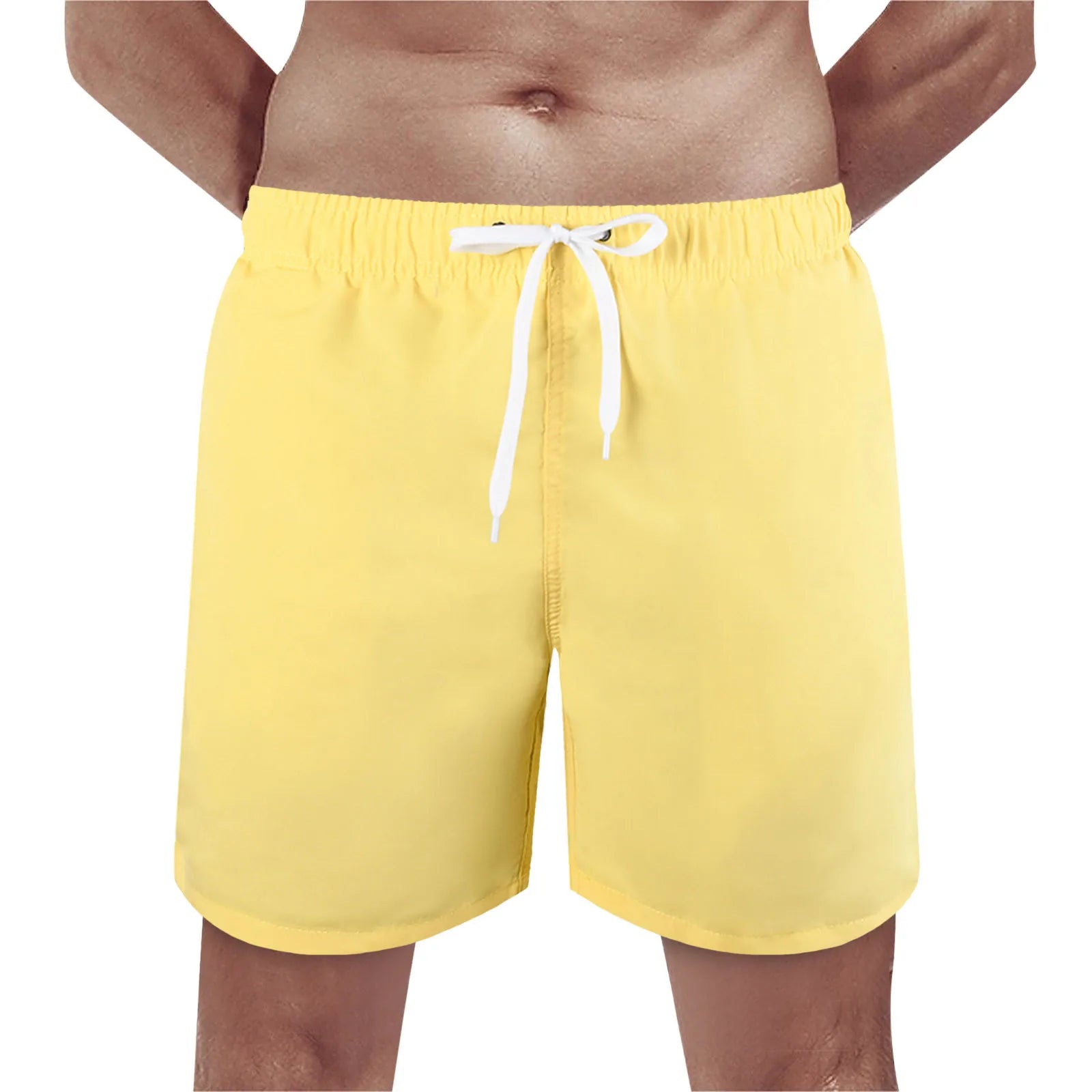 Summer Men'S Beach Shorts Fashion Solid Pocket Shorts Fitness Quick Dry Swimwear Beach Drawstring Breechcloth Bottoms 2024