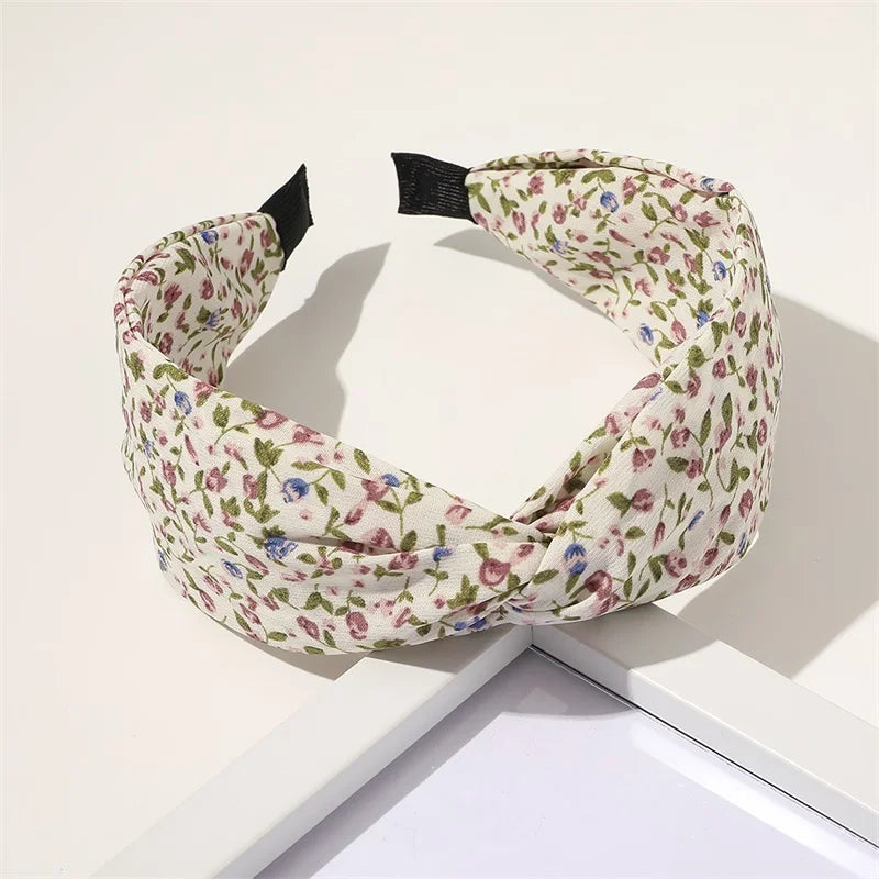 New Headband Cross Broadside Hair Bands for Women Elegant Flower Pattern Hair Hoop Bezel Headbands Hair Bands Hair Accessories