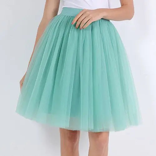 Quality 5 Layers Fashion Tulle Skirt Pleated Skirts Womens Lolita Petticoat Bridesmaids Midi Skirt