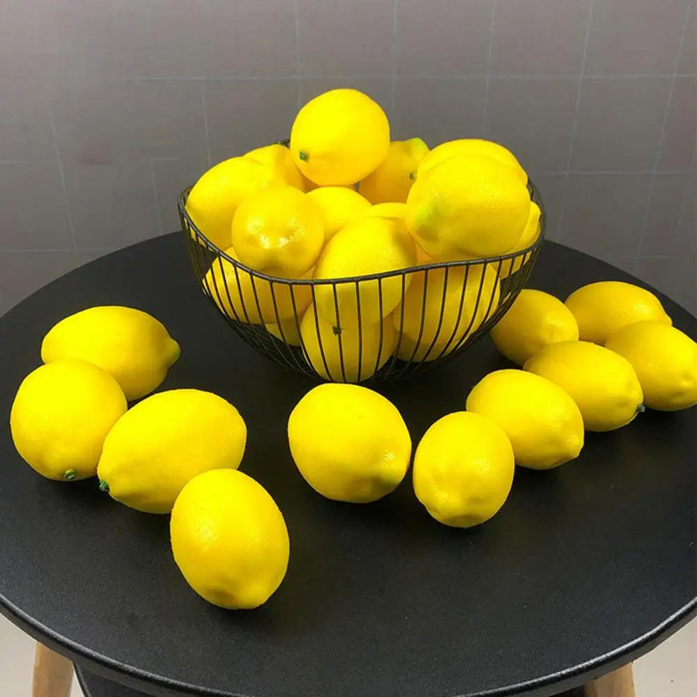 &12pcs Artificial Fake Lemons Realistic Faux Fruits Photography Props For Home Kitchen Table Decoration Decorative Fruits