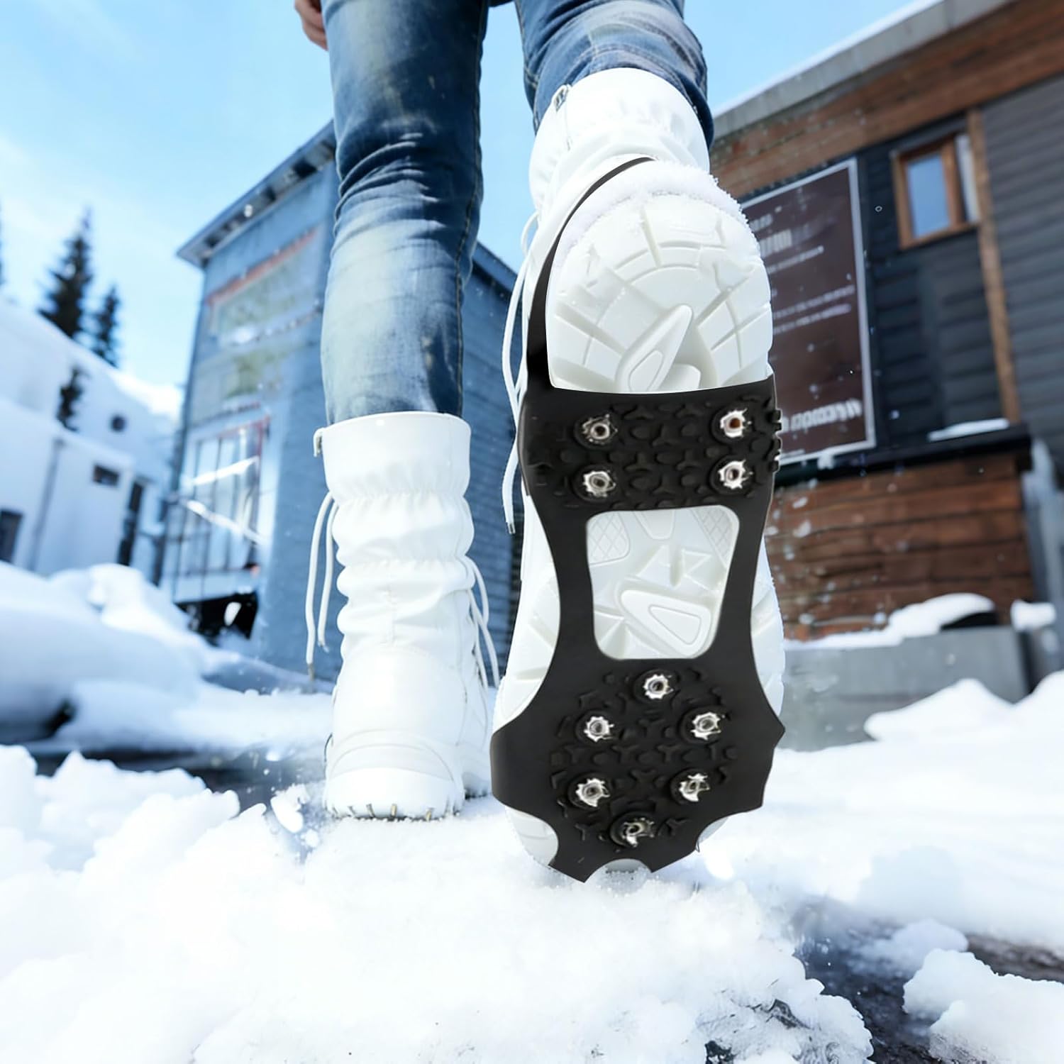 Ice Grips for Shoes and Boots, 2026 New Snow grips over Shoes, Anti-Slip Crampons 10 Studs Traction Cleat for Women Men Kids Hiking Fishing Walking Jogging
