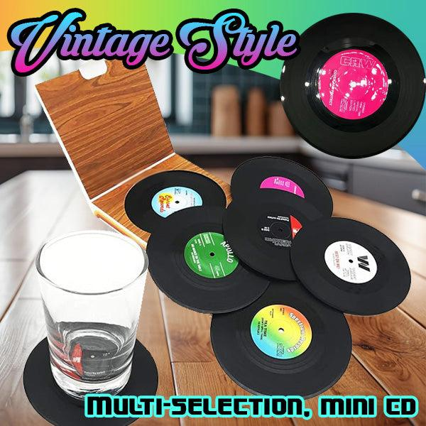 Retro CD Record Coasters Cup Mat Set (6-12PCS)