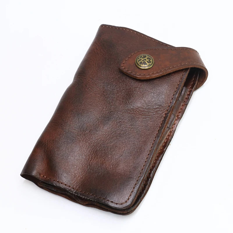 100% Genuine Leather Women's Wallet Vintage Cowhide Large Capacity Short Bifold Female Purse Card Holder With Zipper Coin Pocket