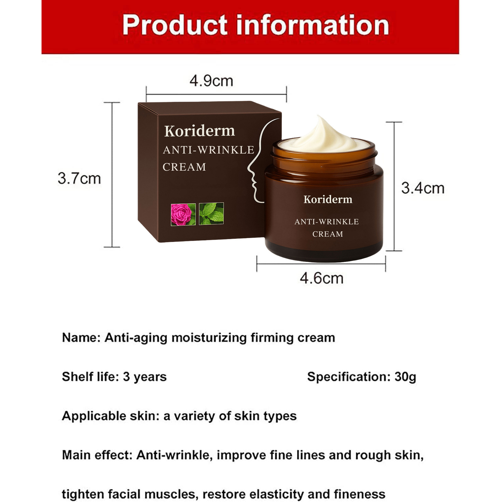 Retinol Anti-Wrinkle Cream, Firms and lifts skin, effectively reduces wrinkles and fine lines, deeply moisturizes