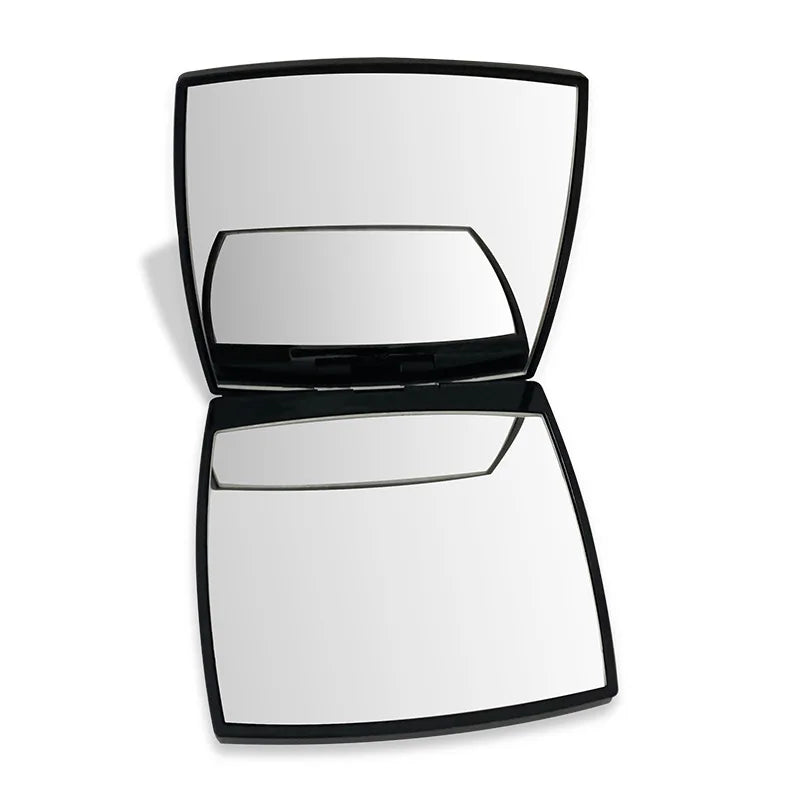 Black Mini Makeup Mirror Foldable Double Sided Female Cosmetic Mirrior Portable Travel Square Compact Pocket Girls Vanity Mirror