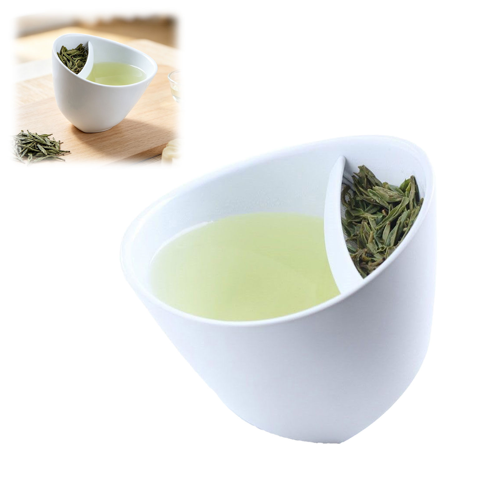 Cuptone Tilt Tea Cup, 2026 New Creative Tilting Teacup with Built-in Tea Strainer & Infuser, Smart One Piece Travel Cup for Loaded Tea