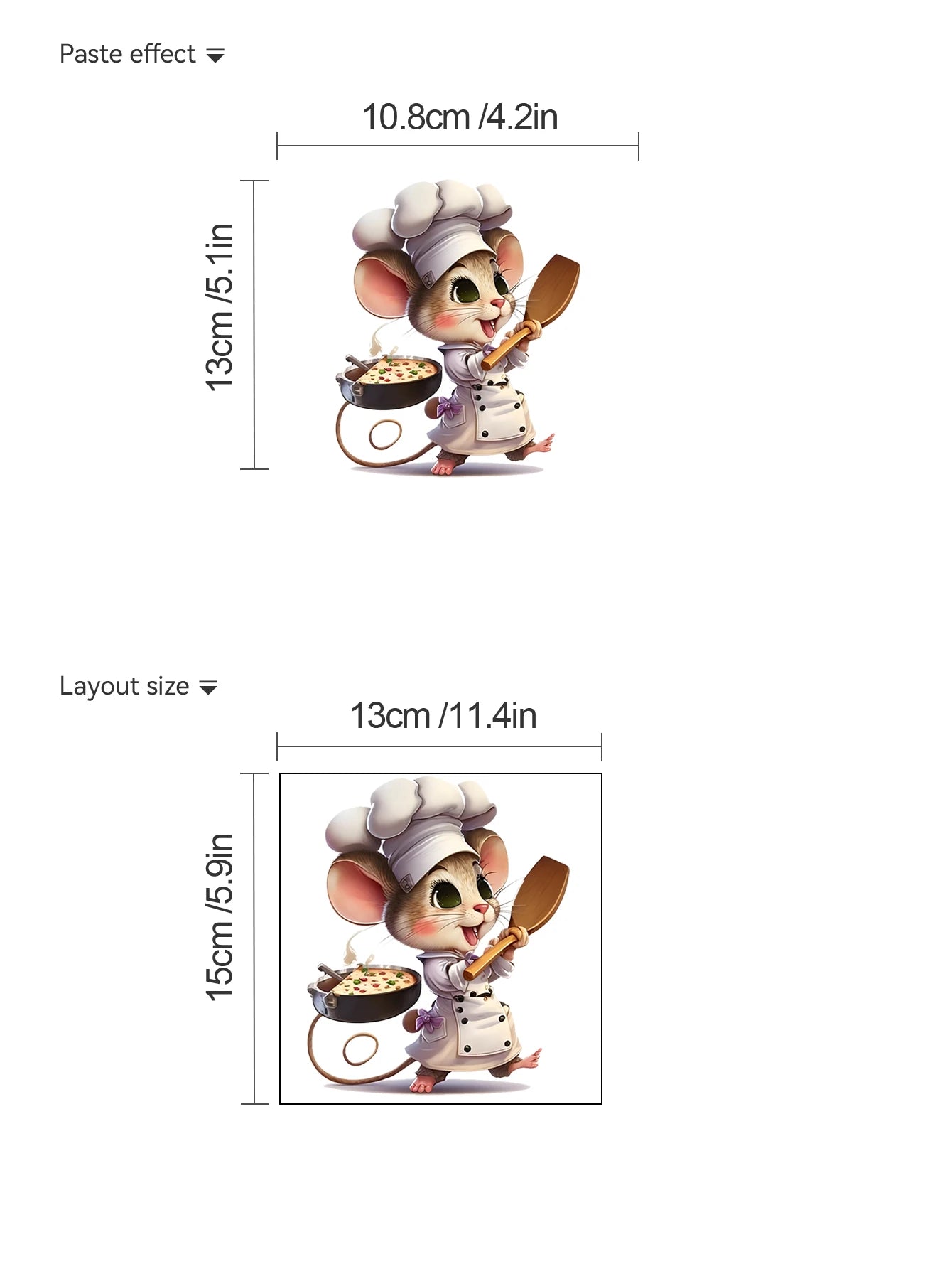 Cartoon Cute Little Mouse Chef Series Wall Stickers, Home Furnishings, Restaurant Decorations, Self Adhesive Paintings