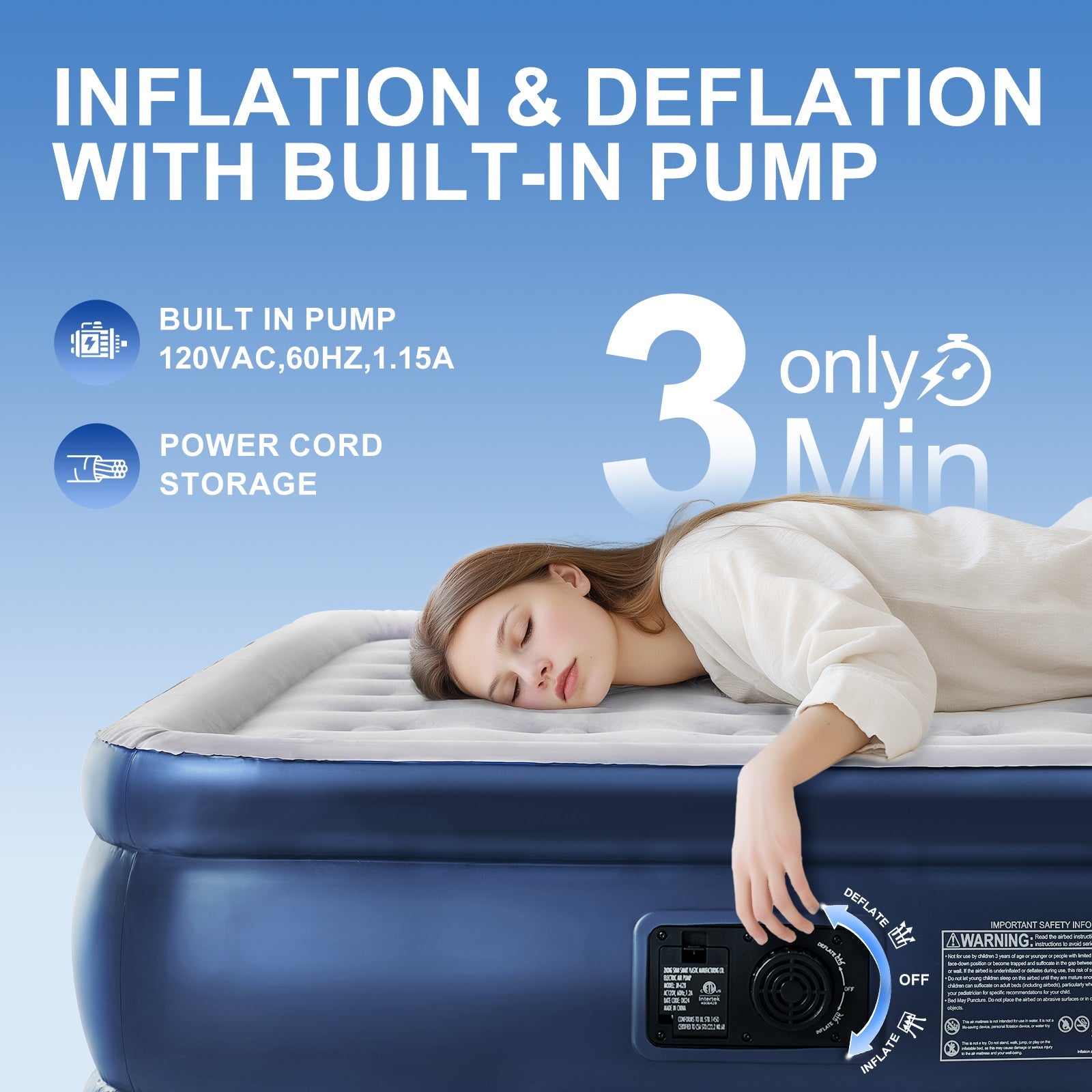 Tanstrider Soft Cloud 18-inch Plug-in Inflatable Bed