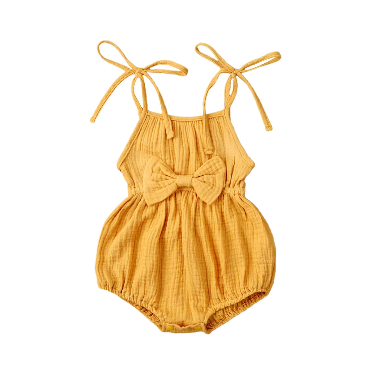 2020 Baby Summer Clothing  Newborn Baby Girl Cute Clothes Srap Romper Cotton Linen Solid Jumpsuit Bowknot Outfits Set Soft