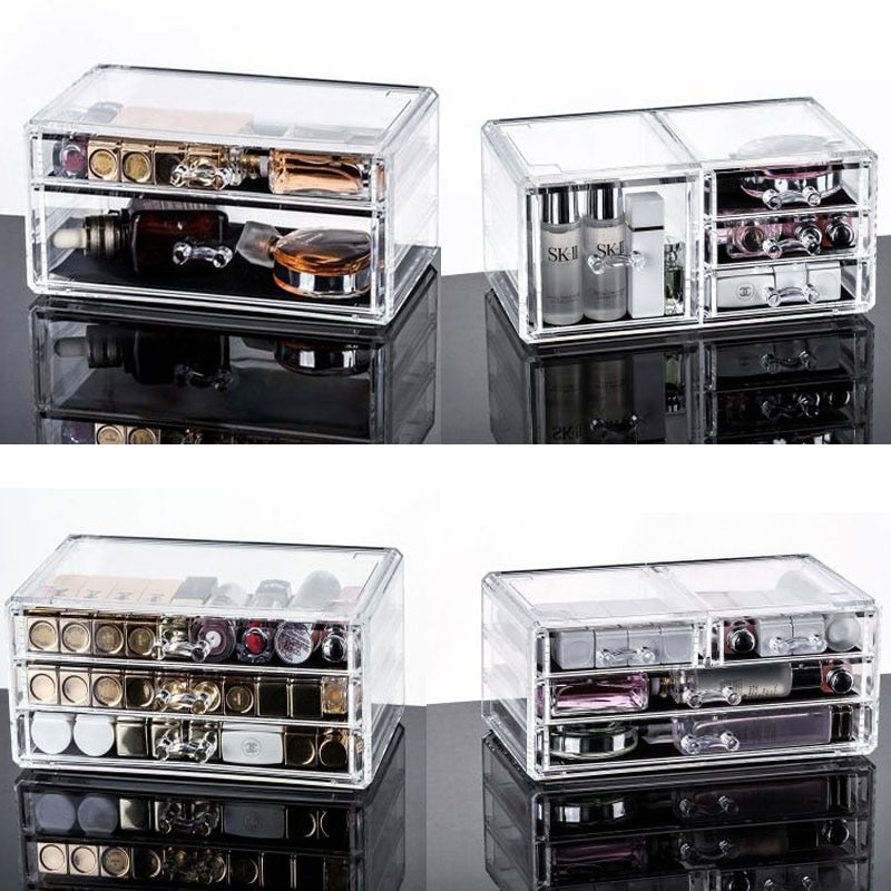 Makeup Organizer Cosmetics Storage Box Organizador Maquillaje Transparent Plastic Box Lipstick Jewelry Display Stand