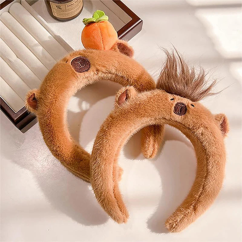 Capybara Kids Plush Headband Cartoon Anime Doll Hair Band Wash Face Bundle Hair Band Autumn/winter Headwear Girl Gift