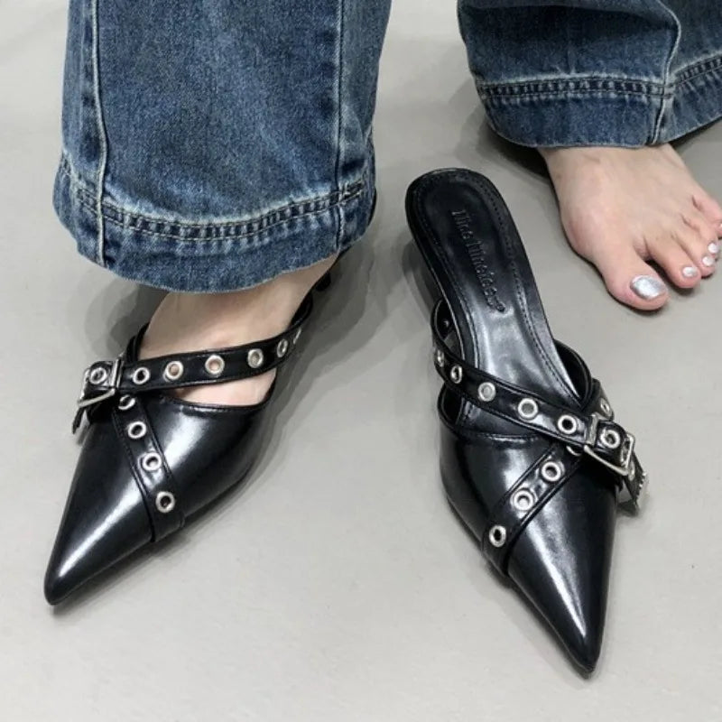 2024 Ladies Summer New Sexy Pointed Toe PU Waterproof Women's Shoes Outdoor Casual Comfortable Party Dress Women's High Heels