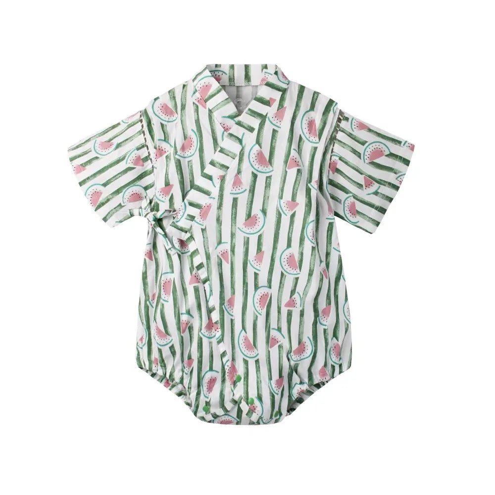 Summer Baby Clothes Kids Kimono Japanese Style Romper Girls Jumpsuit Retro Bathrobe Uniform Bebes Pajamas Formal Clothes