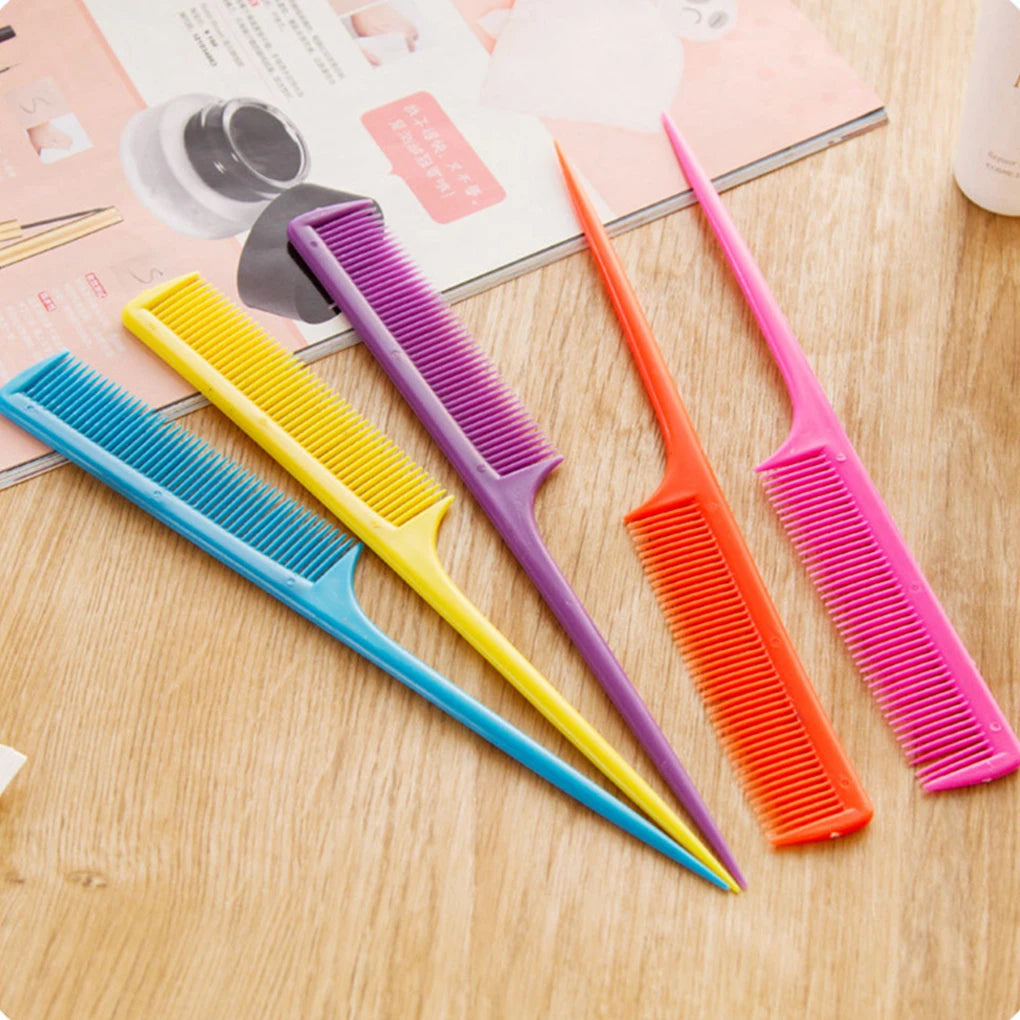 1PC/10PCS Portable Random Color Hair Comb Salon Brush Styling Hairdressing Tail Plastic Comb Set With Thin And Long Handle