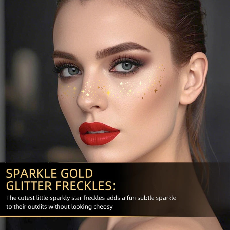 1/5pcs Glitter Skincare Freckles Face Tattoo Stickers Golden Silver Sparkle Freckle Speckle Makeup Patch For Women Face Makeup